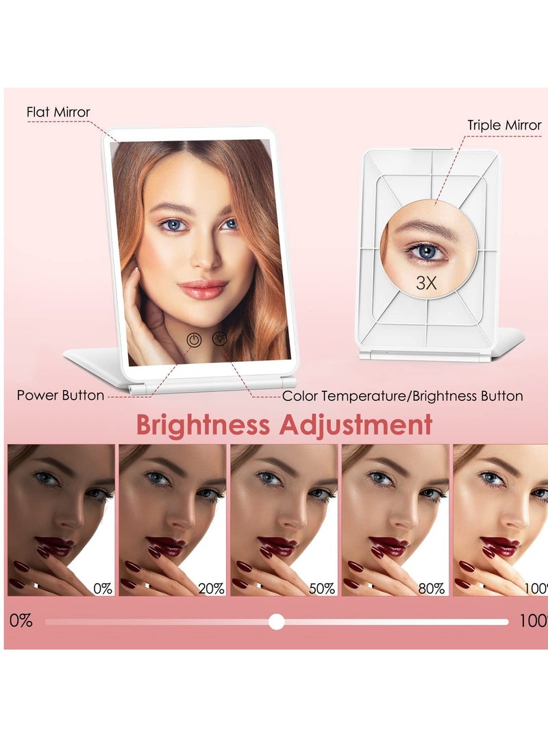 Generic - Portable Lighted Makeup Mirror with 3X Magnification, 72 LED Lights, Dimmable Touch Screen, Rechargeable Ultra Slim Design - Perfect for Travel and Office Use. - Image 1