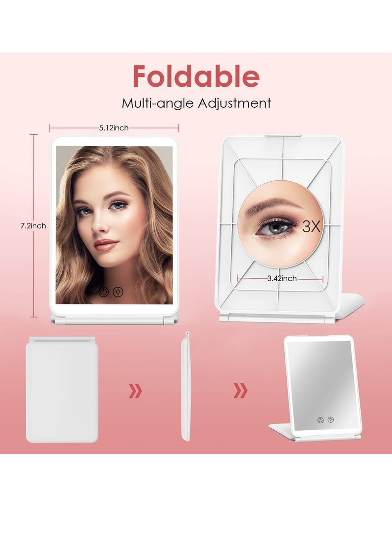 Generic - Portable Lighted Makeup Mirror with 3X Magnification, 72 LED Lights, Dimmable Touch Screen, Rechargeable Ultra Slim Design - Perfect for Travel and Office Use. - Image 1