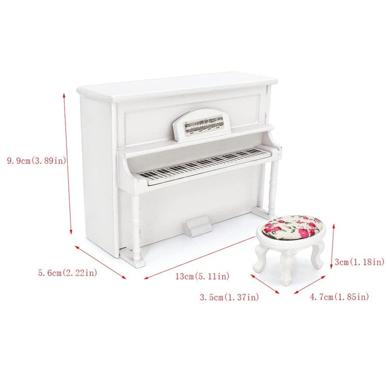 iLAND Wooden Dollhouse Furniture on 1/12 Scale of Pink Dollhouse Bedroom Set w/Piano (Sweet Doll Furniture 6pcs) - Image 4