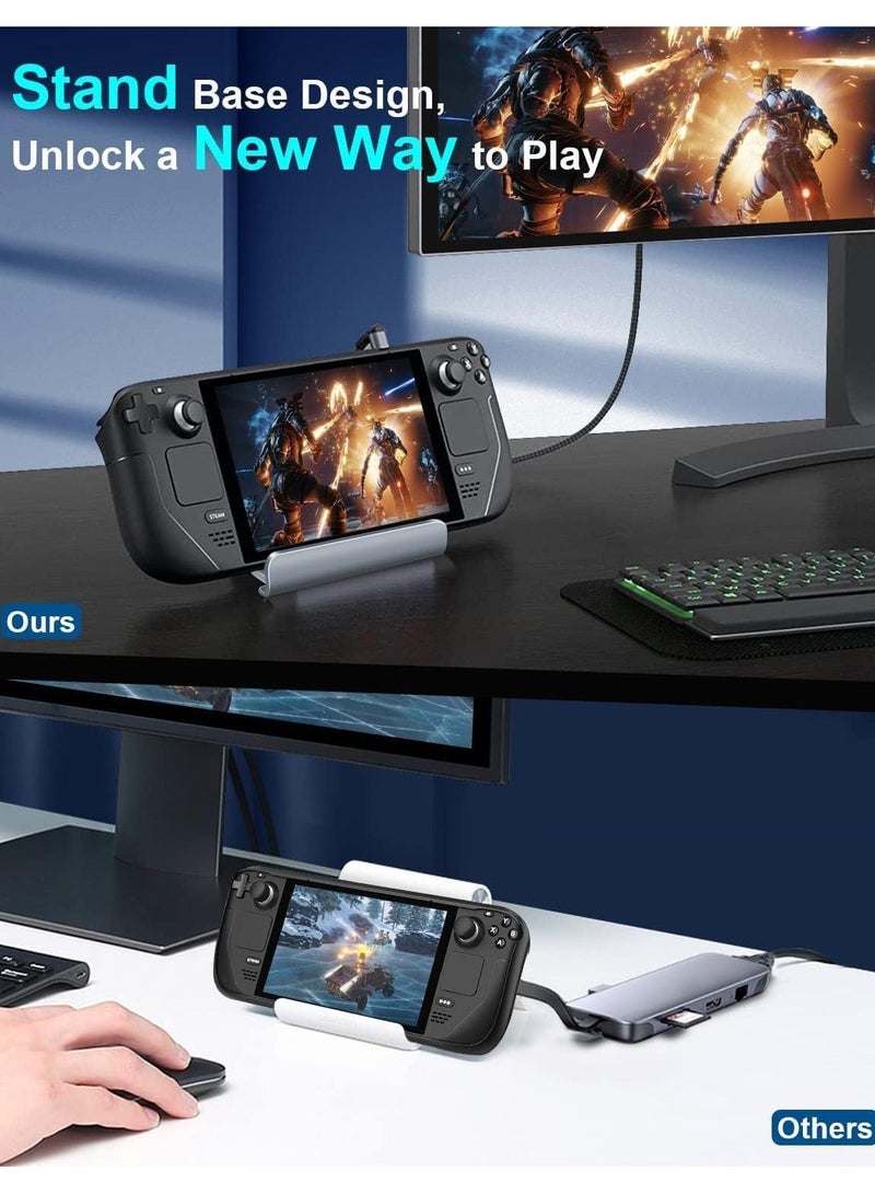 Arabest TV Docking Station with 1000M Ethernet for Valve Steam Deck & ASUS ROG Ally, T Tersely 6 in 1 Hub Stand with 4K@60Hz HDMI Port, 3 USB 3.0 Ports, PD Charging USB-C Port for Steam Deck/ROG Ally Dock - Image 3