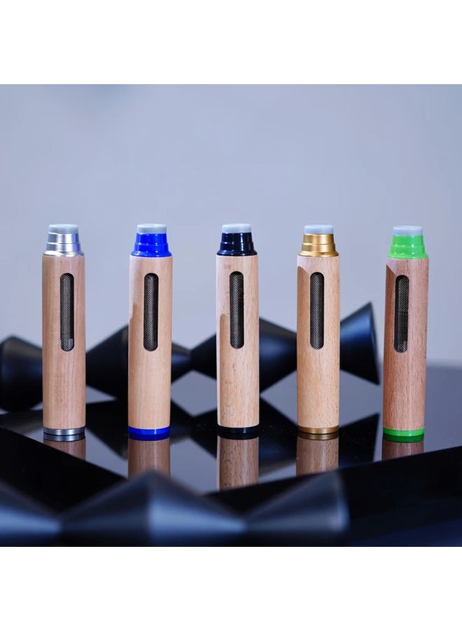 Blue Wooden Car Office Ashtray 1pc Compact Portable Smoke Prevention Interior Accessory - Image 1