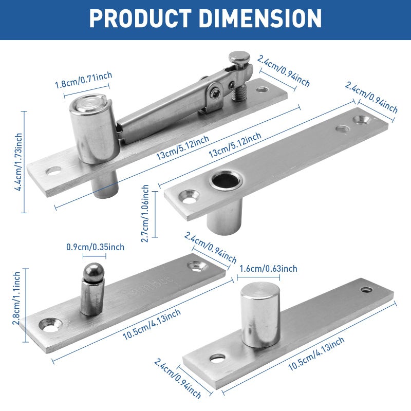 TamBee TamBee Door Pivot Hinges Heavy Duty Hinges for Wood Doors 360 Degree Shaft Stainless Steel Pivot Hinge System  - Image 2