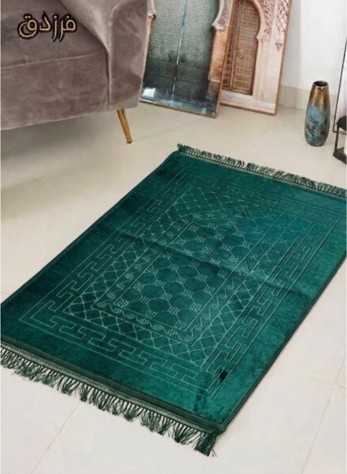 Farazdaq prayer rug, cotton material, comfortable lining, Random color, (Green, red, light purple) - Image 2