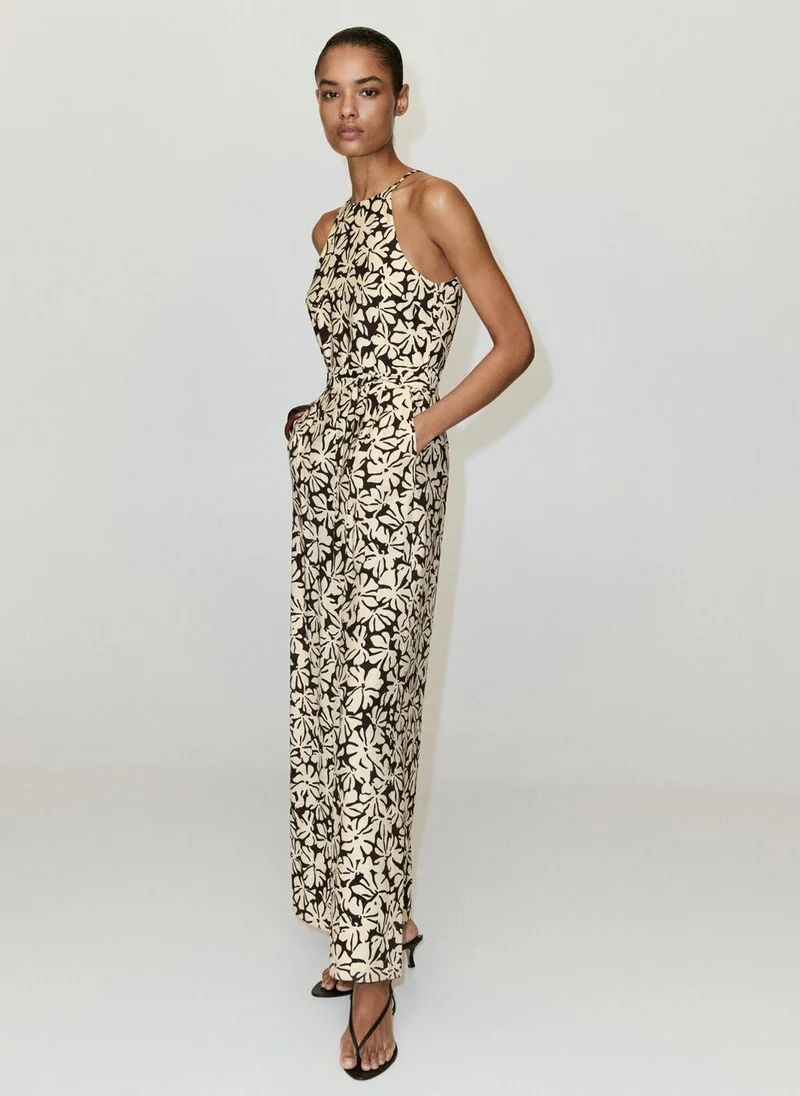 مانجو Floral Print Jumpsuit With Belt