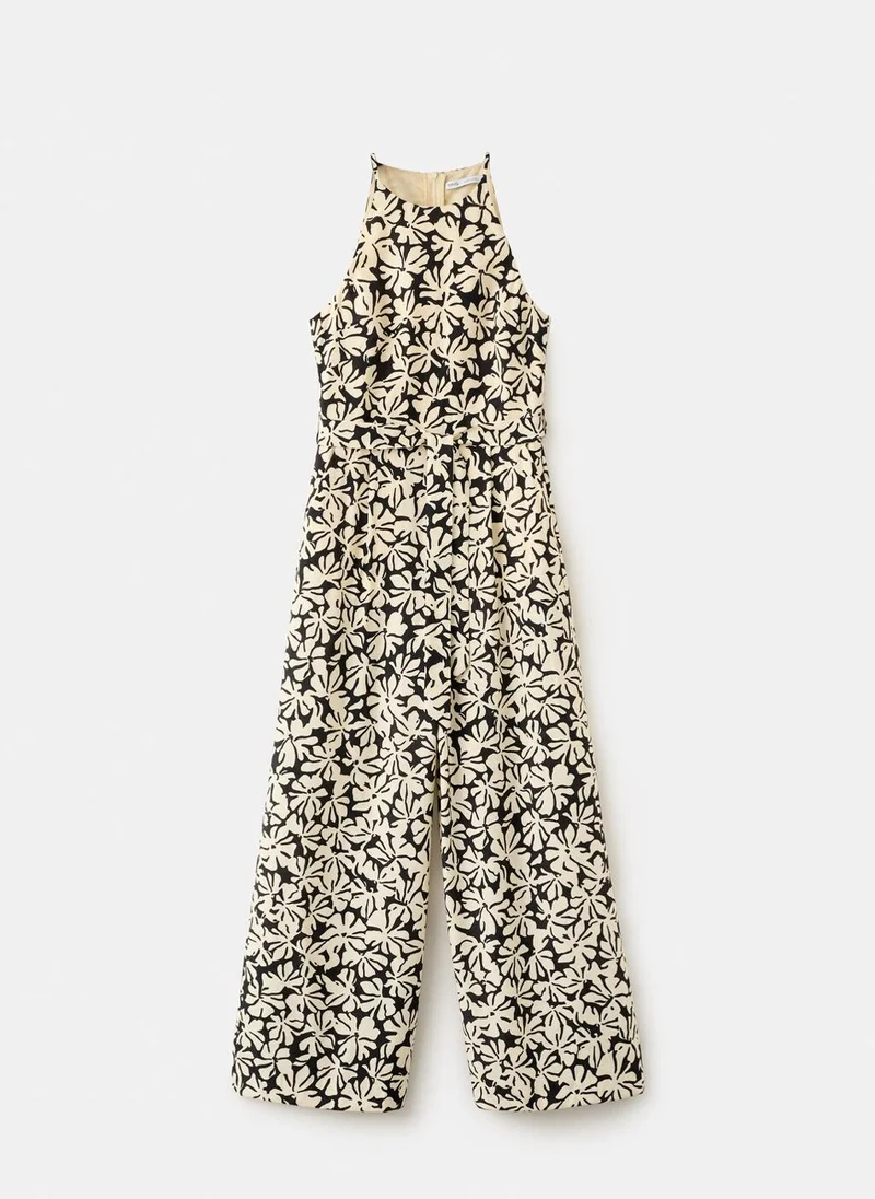 Mango 99-NEGRO Floral Print Jumpsuit With Belt for Women | Best Price UAE