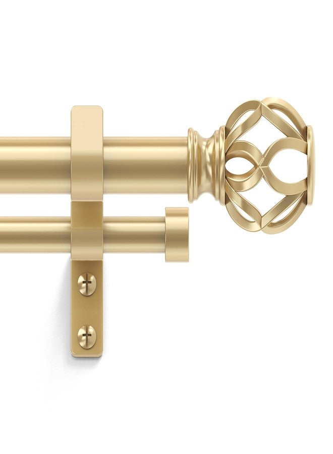 Wolistsa Double Curtain Rod 84 to 120 Inch, Gold Long Dual Curtain Rods with Decorative Aluminium Twisted Cage Finial, 1 Inch Adjustable Heavy Duty Telescopic Spliced Window Treatment Rods, All Metal - Image 1