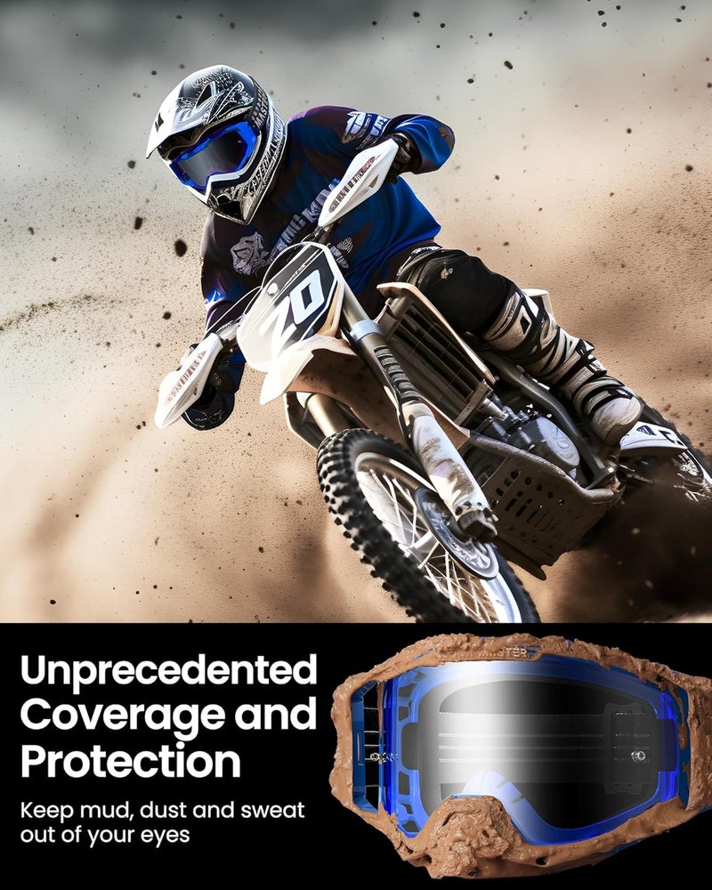 OutdoorMaster Mustang Dirt Bike Goggles - OTG Motorcycle Goggles for Men, Women, and Youth - Image 2