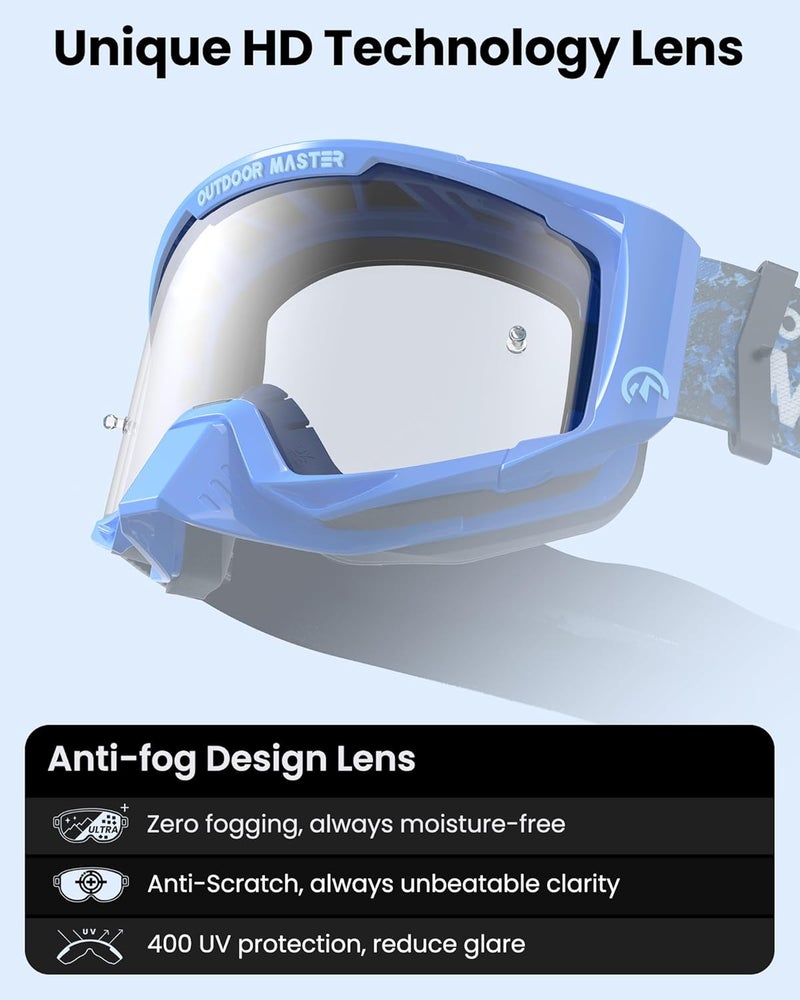 OutdoorMaster Mustang Dirt Bike Goggles - OTG Motorcycle Goggles for Men, Women, and Youth - Image 4
