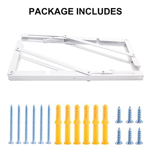 YUMORE Folding Shelf Brackets, 16 Inch Heavy Duty Collapsible Shelf Bracket, White DIY L Bracket for Workbench Folding Table Hinge, Max Load: 330lb, Pack of 2 - Image 5