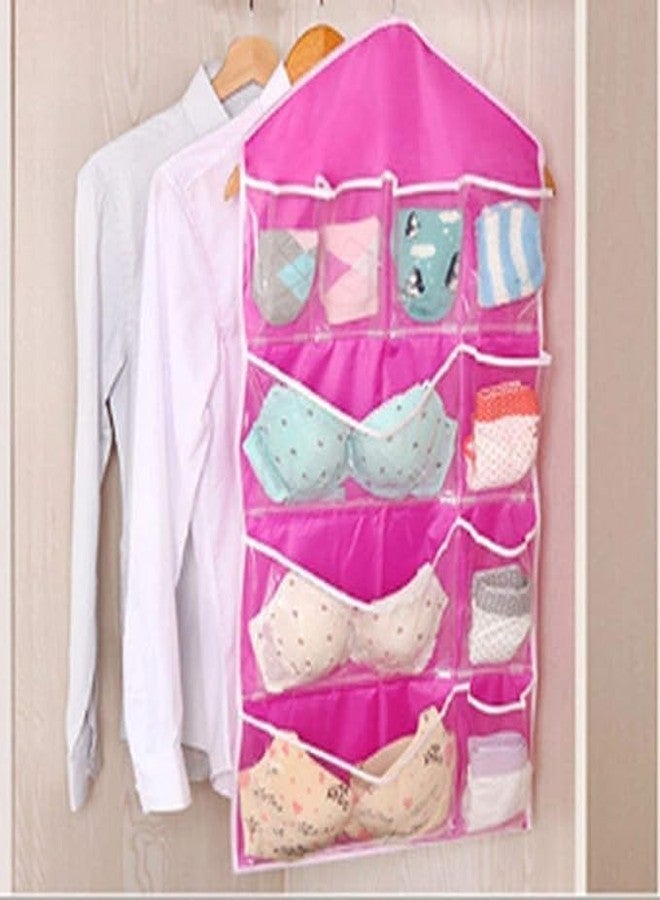 Everbuy® 16 Clear Pockets Hanging Organizer Bag for Socks Bra Underwear Undergarments Cupboard Belt Ties Scarf Jewelry Accessories Lingerie Storage Organiser (75X45 cm) - Image 3