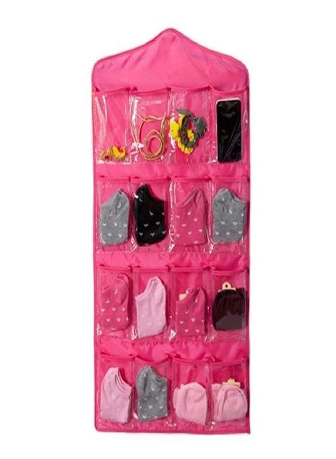 Everbuy® 16 Clear Pockets Hanging Organizer Bag for Socks Bra Underwear Undergarments Cupboard Belt Ties Scarf Jewelry Accessories Lingerie Storage Organiser (75X45 cm) - Image 1