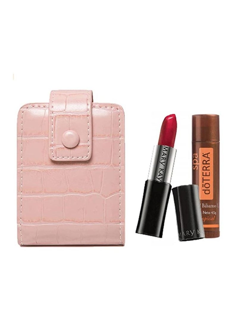 C&W - Pink Lipstick Bag with Mirror - Image 1