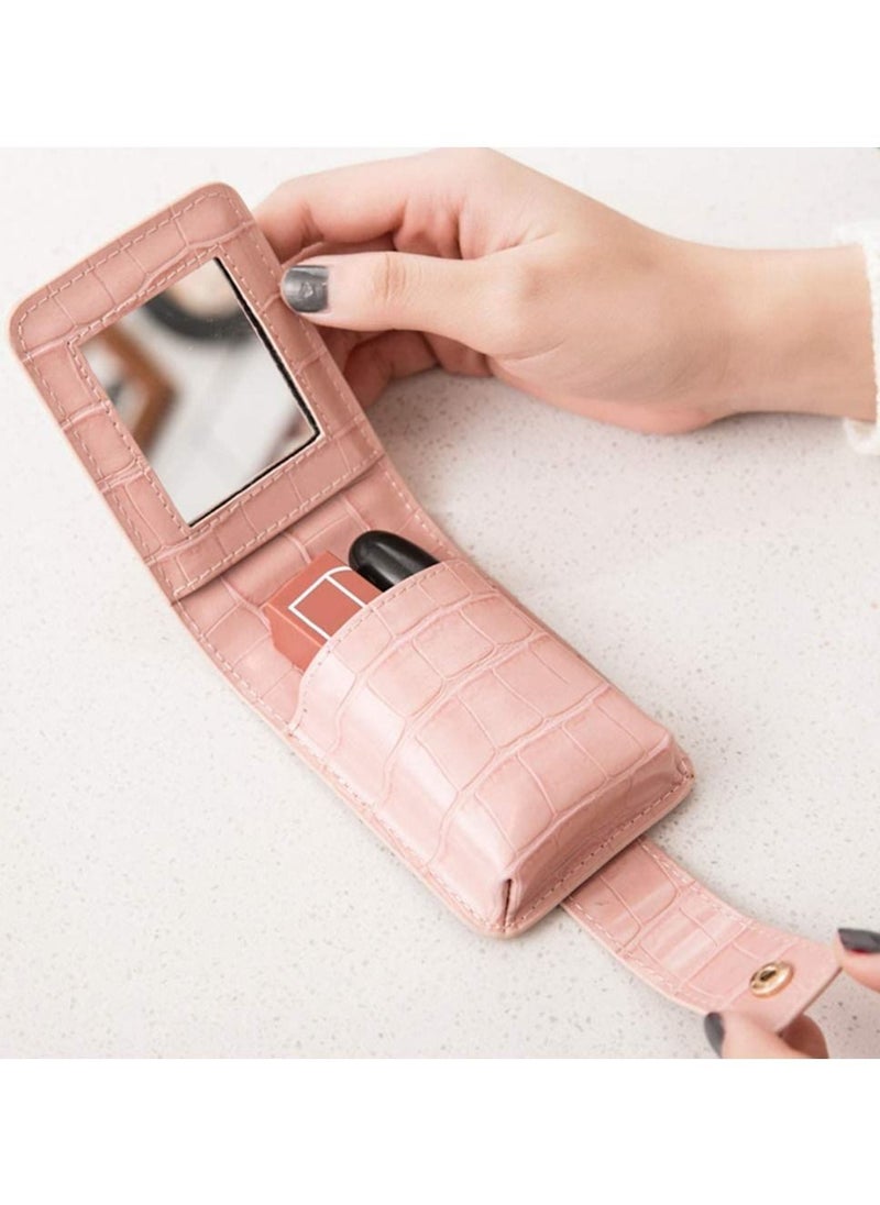 C&W - Pink Lipstick Bag with Mirror - Image 1