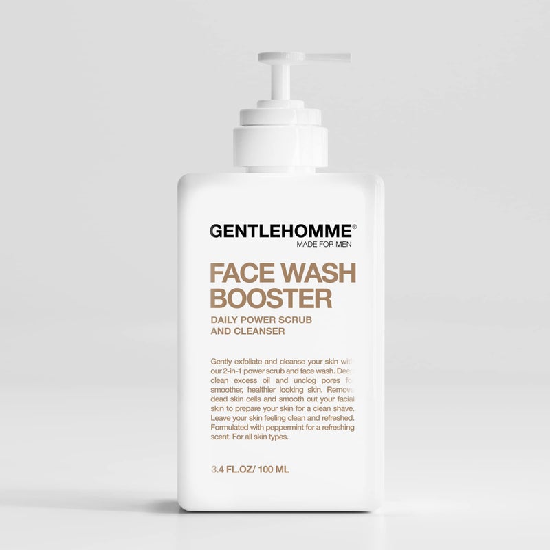 Gentlehomme  Face Wash Booster  Mens Daily Exfoliating Facial Cleanser  With Aloe Vera Vitamin C  More  Cleanse  Unclog Pores  DayNight  All Skin Types  Vegan  Travel Size  34oz