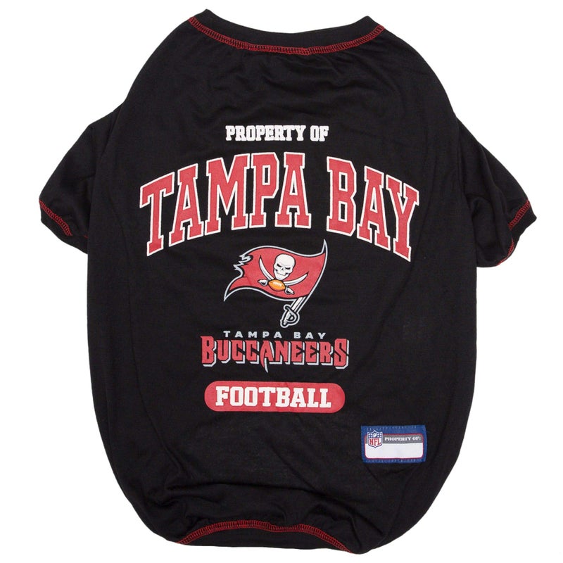 NFL Tampa Bay Buccaneers Dog T-shirt Medium. - Licensed Shirt for Pets Team Colored with Team Logos- Premium Stretchable Materials for the comfort of your Dog & Cat