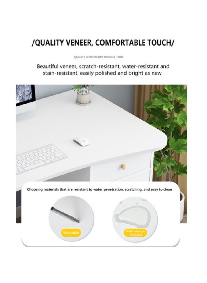 AGD Gaming desk and modern multi-functional desk for computers, games, writing and studying, with a shelf for books and others, equipped with storage drawers and a cabinet, in white colour. - Image 4