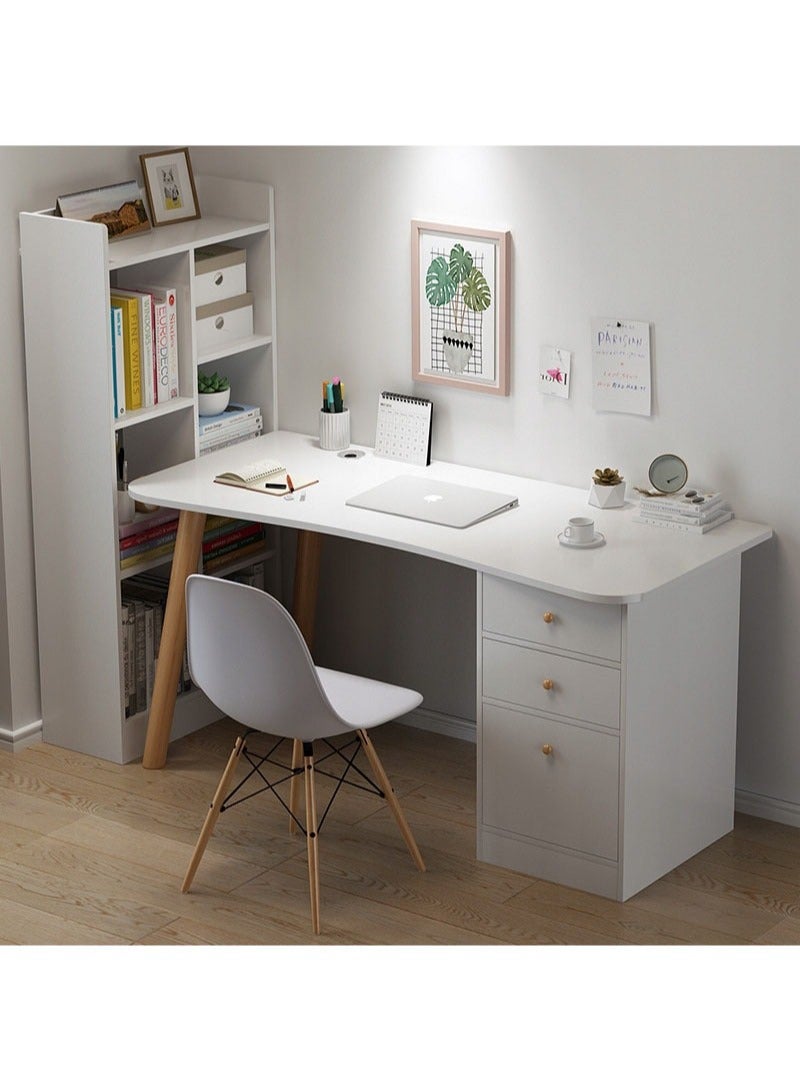 AGD Gaming desk and modern multi-functional desk for computers, games, writing and studying, with a shelf for books and others, equipped with storage drawers and a cabinet, in white colour. - Image 2