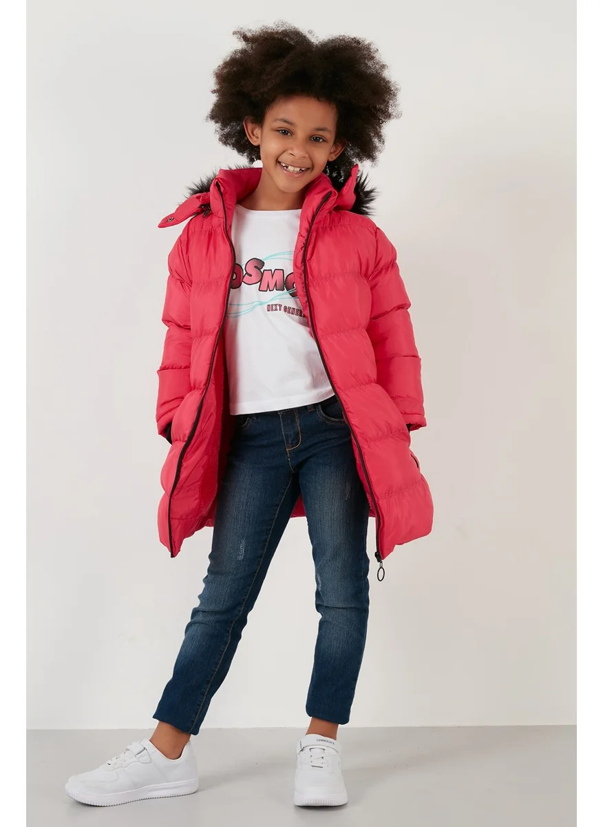 Lela Side Faux Fur Hooded Puffer Coat Girls' COAT 5765020K