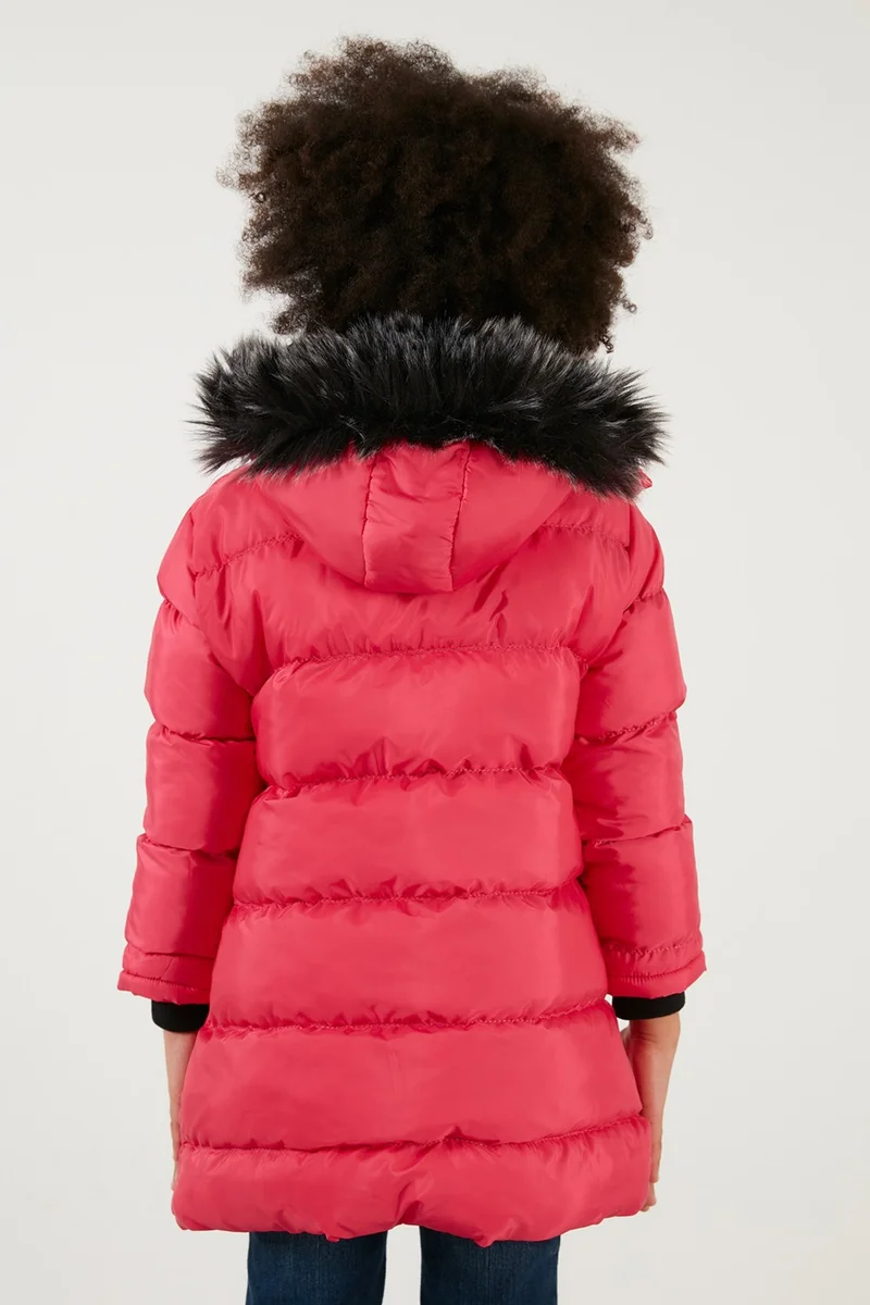 Lela Side Faux Fur Hooded Puffer Coat Girls' COAT 5765020K