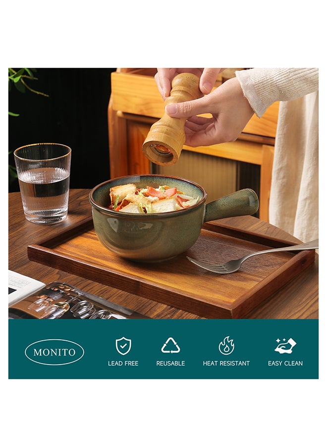 MONITO 4 Piece Set French Onion Soup Ceramic Bowls, 28oz, Stackable with Handles, Oven Microwave and Dishwasher safe, for Cereal, Soups, Casseroles - Multicolor  - Image 5