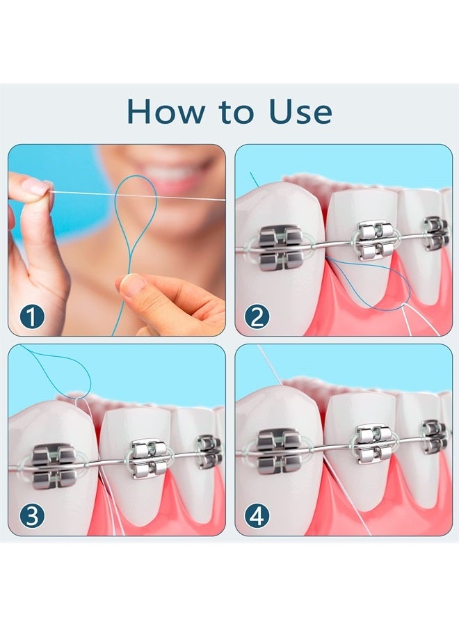 DanTicy Floss Threaders, Deep Clean Dental Floss Threader for Braces, Bridges, and Implants 200PCS(4Pack),Blue - Image 4