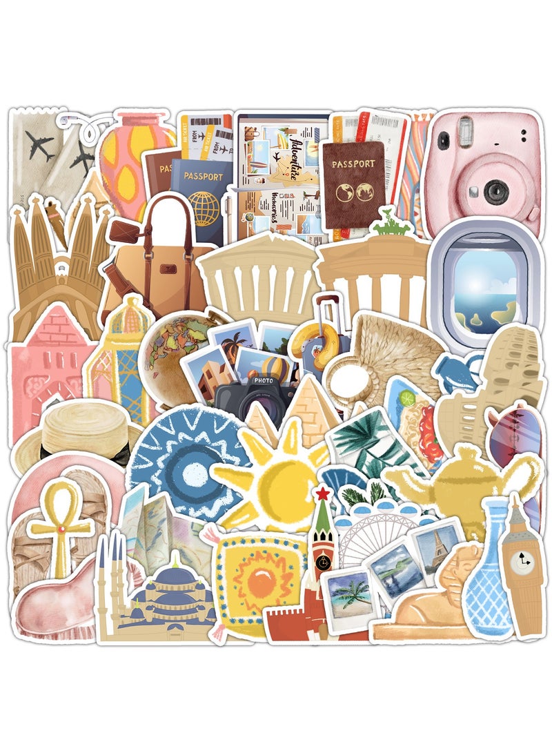 ORAINBOW Sticker Set of 50 PCS Decals Bundle Around The World for Luggage Water Bottles Laptop Vinyl for Passport Cover Waterproof Travel Collection for Planner - Image 1
