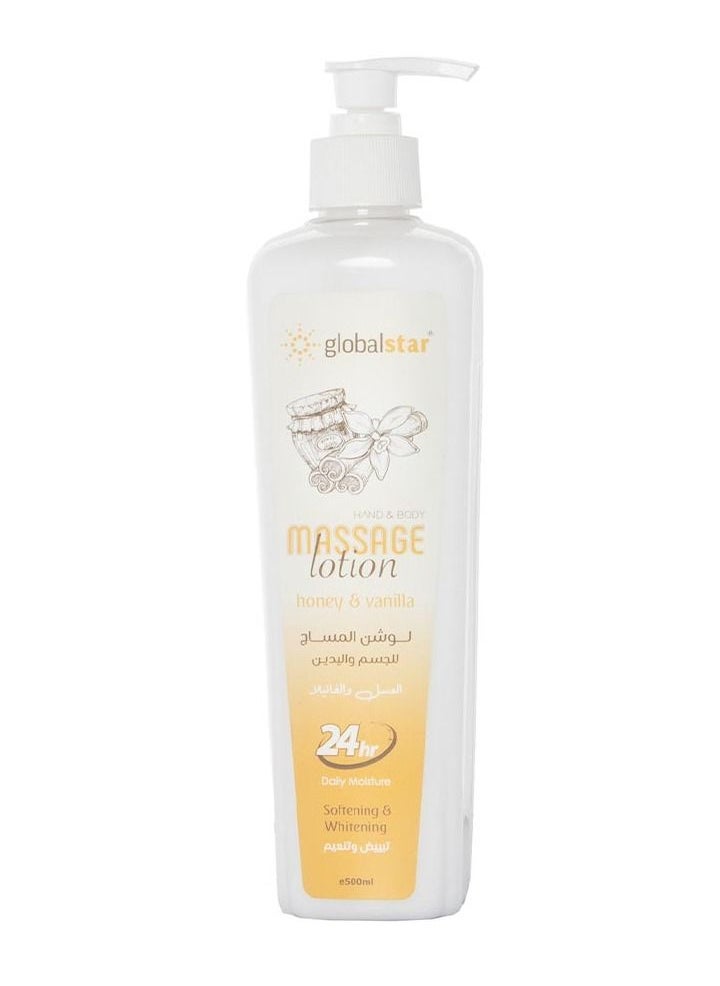 globalstar - Hand and body massage lotion with honey and vanilla 500 ml - Image 1