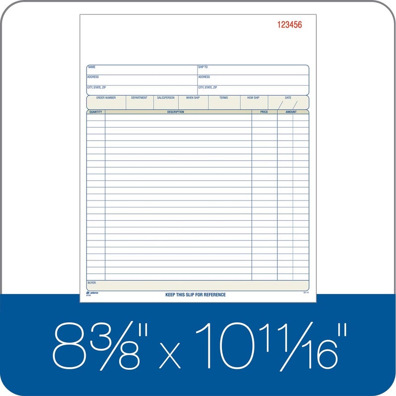 ADAMS Order Book, Carbonless, White/Canary/Pink, 3-Part, 8-3/8 x 10-11/16 Inches, 50 Sets (TC8100) - Image 3