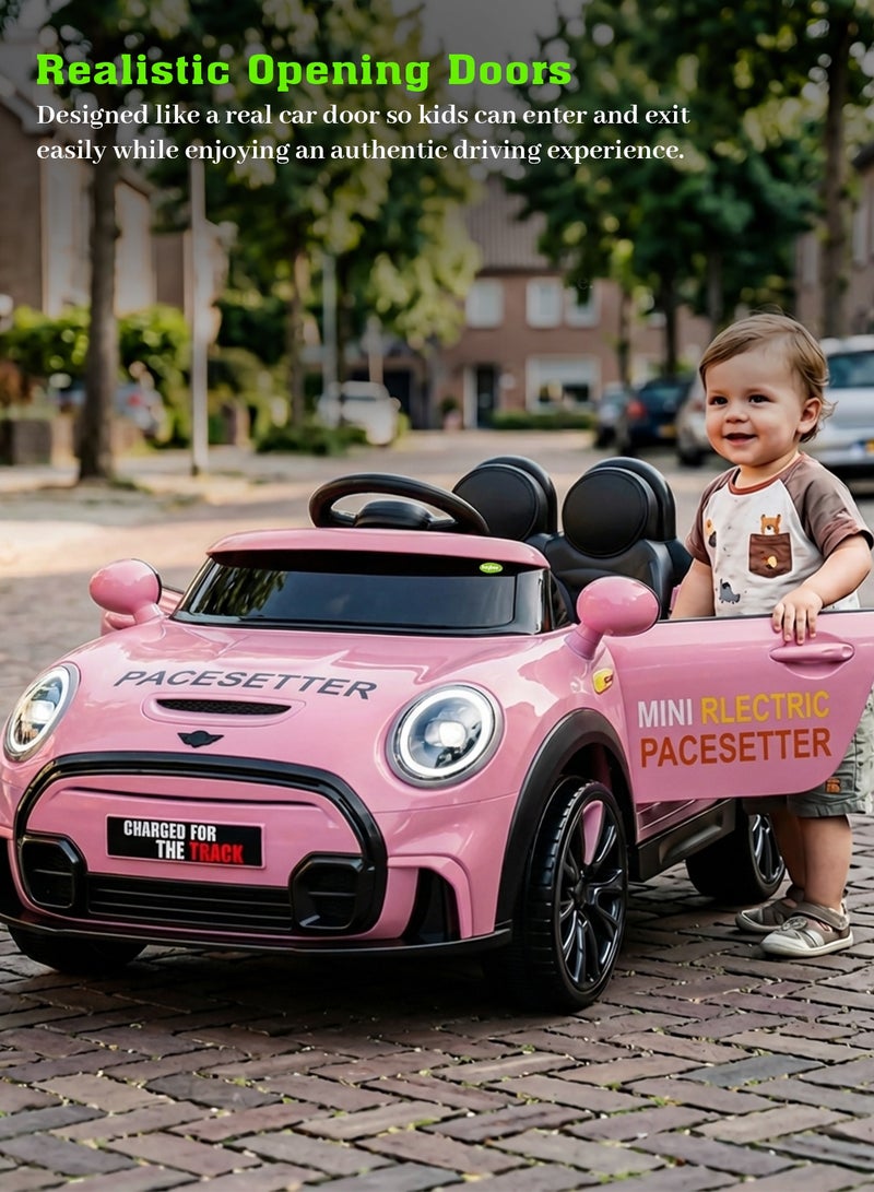 BAYBEE Cooper Childrens Electric Car for Kids, Baby Ride on Toy Childrens Battery OPerated Car with Led Light, Music, Remote Control & Swing Mode | Battery Car for Kids | Childrens Electric Ride on Car for Kids 2 to 6 Years Boy Girl Pink - Image 4