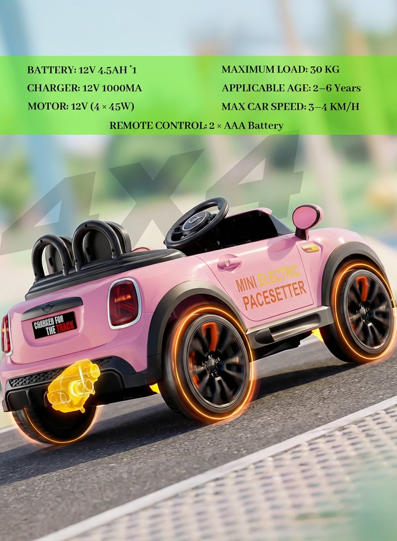 BAYBEE Cooper Childrens Electric Car for Kids, Baby Ride on Toy Childrens Battery OPerated Car with Led Light, Music, Remote Control & Swing Mode | Battery Car for Kids | Childrens Electric Ride on Car for Kids 2 to 6 Years Boy Girl Pink - Image 3