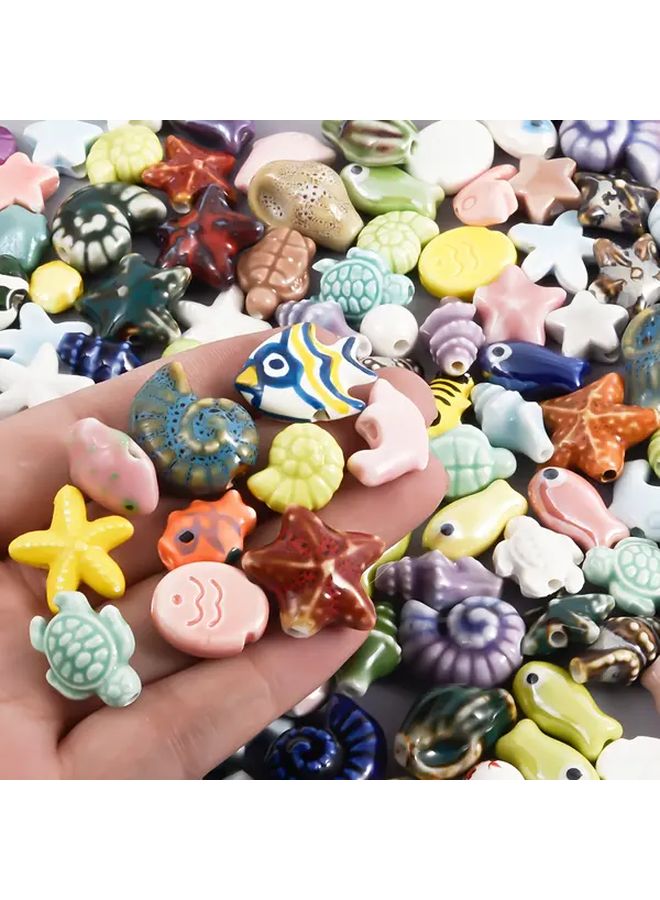 10 قطعة من تمائم السيراميك المتنوعة ذات الطابع البحري لصنع المجوهرات اليدوية - Image 4