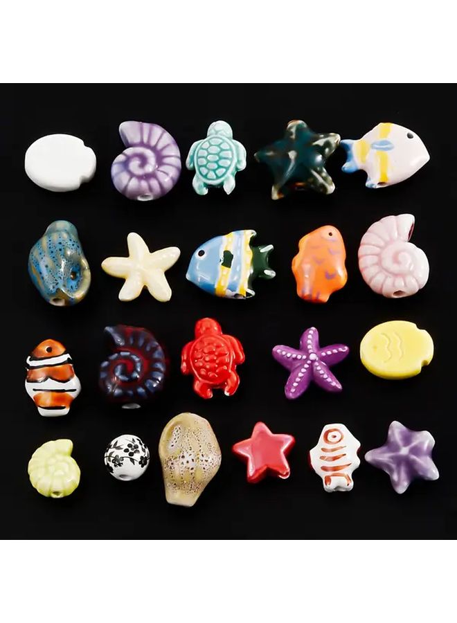 10 قطعة من تمائم السيراميك المتنوعة ذات الطابع البحري لصنع المجوهرات اليدوية - Image 5