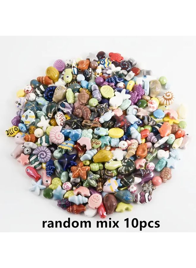 10 قطعة من تمائم السيراميك المتنوعة ذات الطابع البحري لصنع المجوهرات اليدوية - Image 1