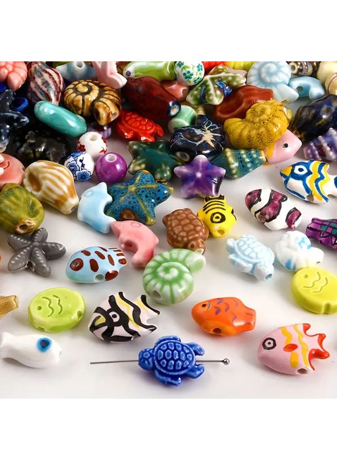 10 قطعة من تمائم السيراميك المتنوعة ذات الطابع البحري لصنع المجوهرات اليدوية - Image 2