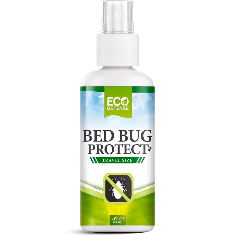 Eco Defense Bed Bug Spray Travel Size TSA Approved 3 oz Travel Essentials for Hotel Cruise Vacations with Natural Essential Oils