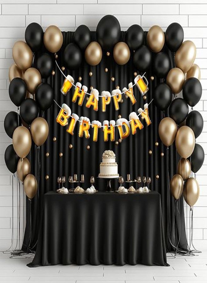 Finduat Pre-strung Beer Happy Birthday Banner, No DIY - Birthday Party Banner for Men & Women - Image 4