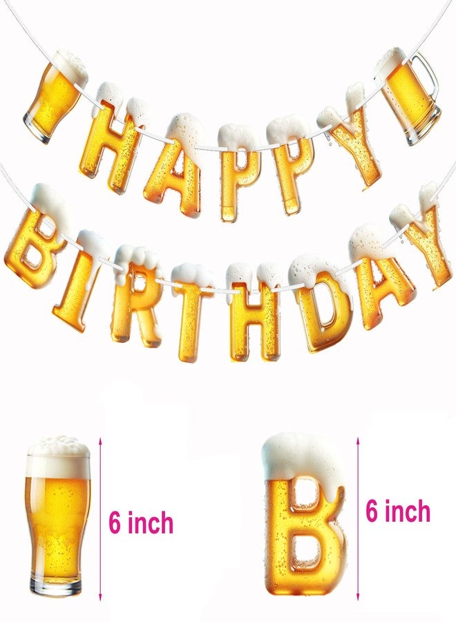 Finduat Pre-strung Beer Happy Birthday Banner, No DIY - Birthday Party Banner for Men & Women - Image 2