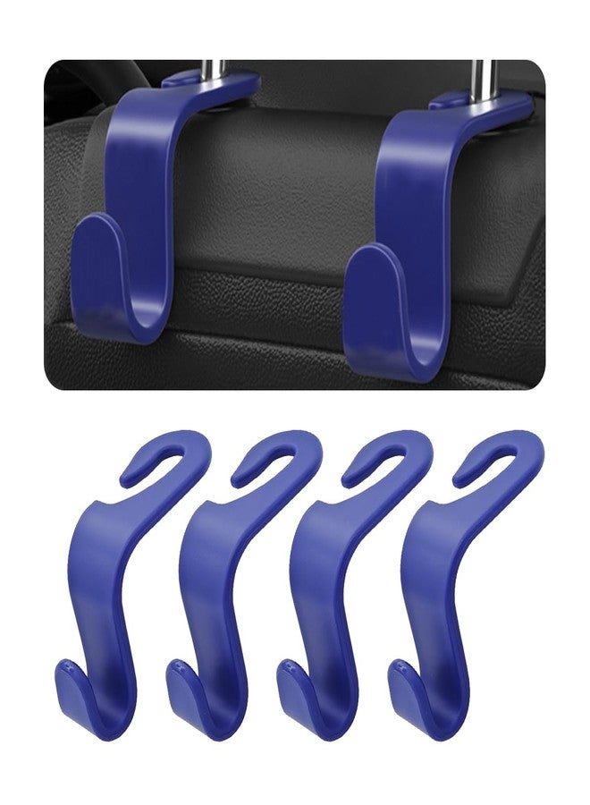 Hanemia 4PCS Car Back Seat Headrest Hooks, Rear Car Seat Storage Headrest Hanger Holder Hooks Organizer, Universal Auto Interior Accessories for Bag Purse Handbag Cloth Coats Grocery (Blue) - Image 1