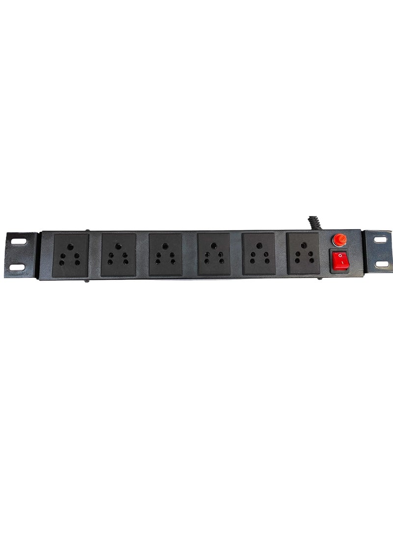 Generic Spike Guard Extension Cord with Surge Protector | 6+1 Indian Sockets | Commercial & Household Use | Fuse Protection, 1.25m Power Cord | Server Rack PDU | 240V (Pack of 1)  - Image 1