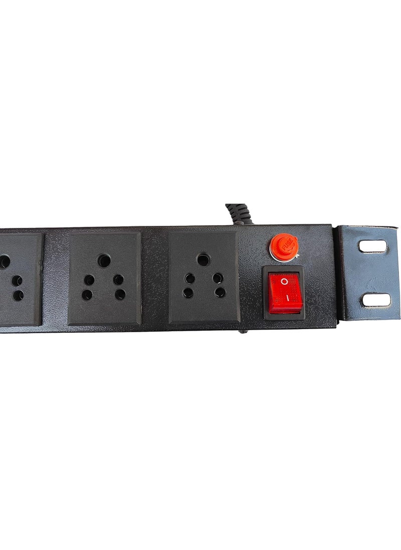 Generic Spike Guard Extension Cord with Surge Protector | 6+1 Indian Sockets | Commercial & Household Use | Fuse Protection, 1.25m Power Cord | Server Rack PDU | 240V (Pack of 1)  - Image 5