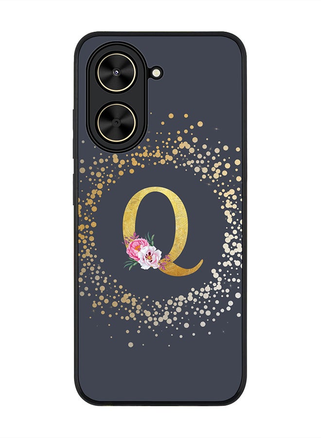 Stylizedd For Xiaomi Poco C71 / Redmi A5 4G Case,Slim fit Camera Protection, Shockproof Thin Phone cover  - Custom Monogram Floral - Q  (Grey )