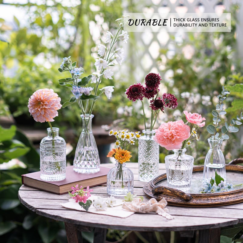 SUPMIND 12pcs Glass Bud Vase Set, Small Clear Flower Vases for Centerpieces in Bulk, Mini Vintage Vase for Wedding, Home,Table Decoration - Image 2