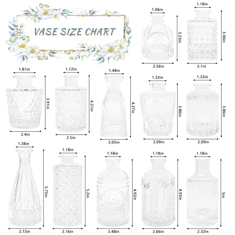 SUPMIND 12pcs Glass Bud Vase Set, Small Clear Flower Vases for Centerpieces in Bulk, Mini Vintage Vase for Wedding, Home,Table Decoration - Image 3