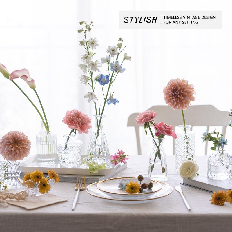 SUPMIND 12pcs Glass Bud Vase Set, Small Clear Flower Vases for Centerpieces in Bulk, Mini Vintage Vase for Wedding, Home,Table Decoration - Image 5