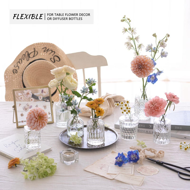 SUPMIND 12pcs Glass Bud Vase Set, Small Clear Flower Vases for Centerpieces in Bulk, Mini Vintage Vase for Wedding, Home,Table Decoration - Image 4