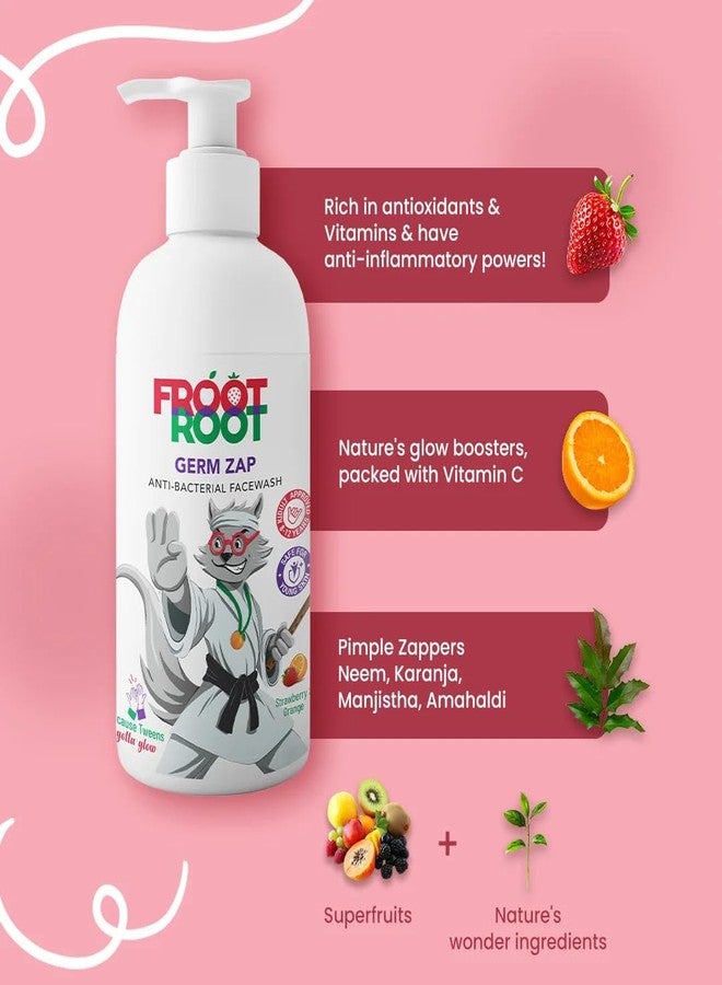 Froot Root Germ Zap Face Wash for Active Kids (5-12 yrs) Removes Sweat & Dirt, Helps Prevent Early Pimples | Powered by Fruit Ayurveda™ | pH-Balanced & Safe for Growing Skin (300ml) - Image 4