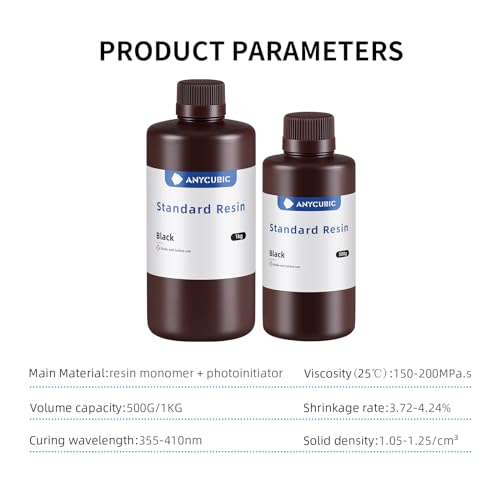 ANYCUBIC 3D Printer Resin, 405nm High Precision Fast Curing UV Photopolymer Resin for LCD 3D Printing, 1kg Black - Image 2