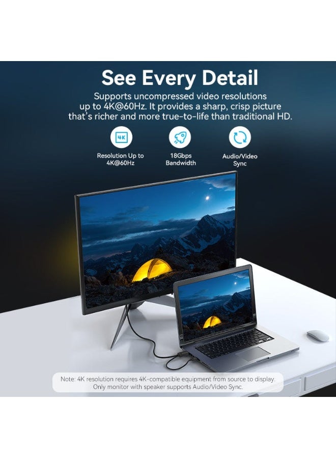 VENTION HDMI-A Male to DP Male HD Cable 1.5M Black Model - Image 5