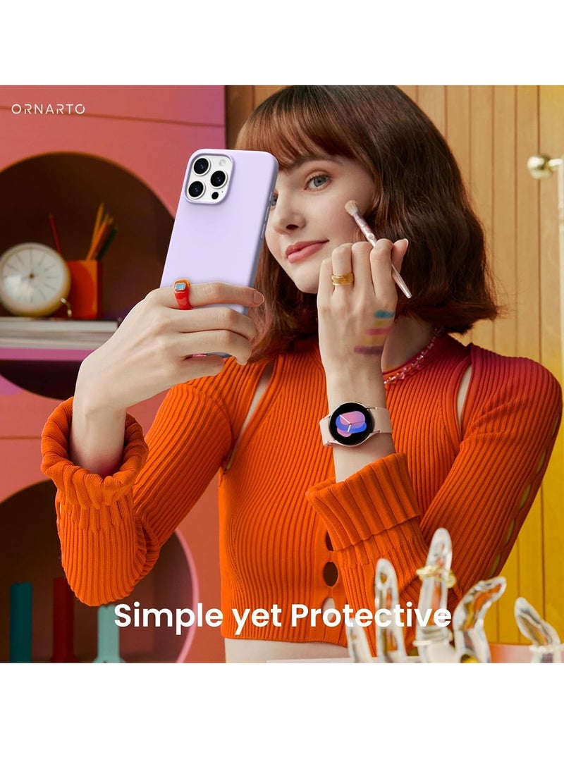 Premium Soft Silicone Case for iPhone 16 Pro - Silky Soft Touch Full-Body Protective Bumper in Lilac - Image 3