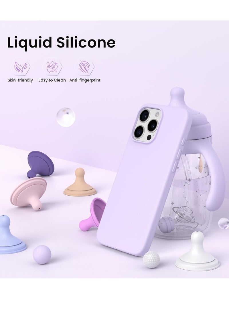Premium Soft Silicone Case for iPhone 16 Pro - Silky Soft Touch Full-Body Protective Bumper in Lilac - Image 4
